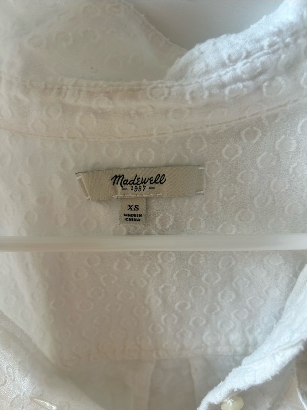 Madewell White Textured Button-Down Shirt